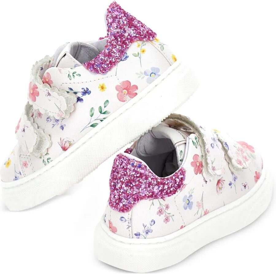 Monnalisa Sneakers met bloe print en glitterdetail Beige - Foto 2