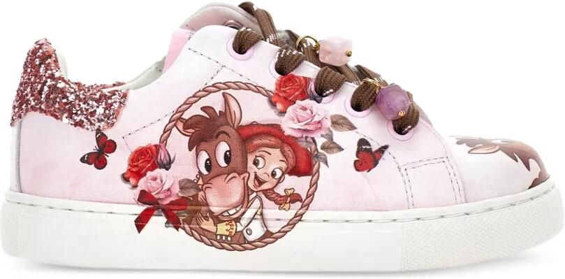 Monnalisa Sneakers met glitterdetail en print Roze