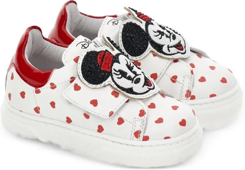 Monnalisa Sneakers met klittenband en hartprint Wit