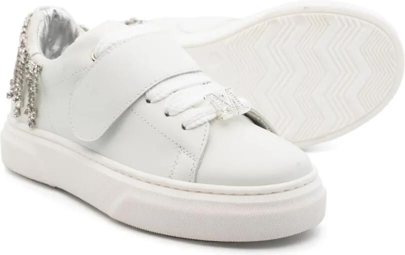 Monnalisa Sneakers met kristallen franje Wit