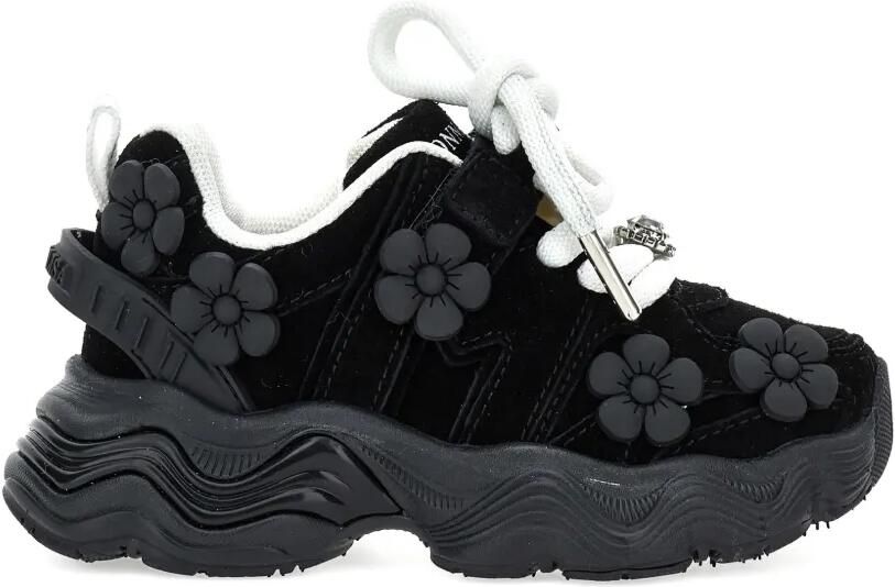 Monnalisa Sneakers verfraaid met bloe en imitatieparel Zwart
