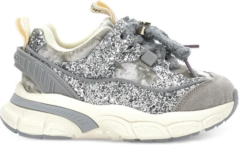 Monnalisa Sneakers verfraaid met glitters en hartdetail Zilver