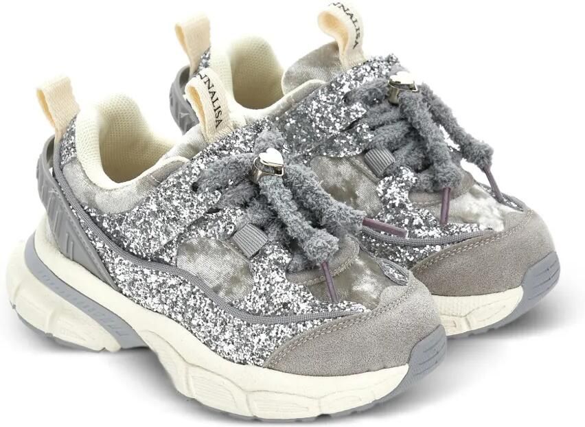 Monnalisa Sneakers verfraaid met glitters en hartdetail Zilver - Foto 4