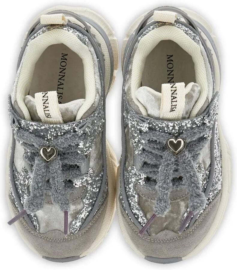 Monnalisa Sneakers verfraaid met glitters en hartdetail Zilver - Foto 2
