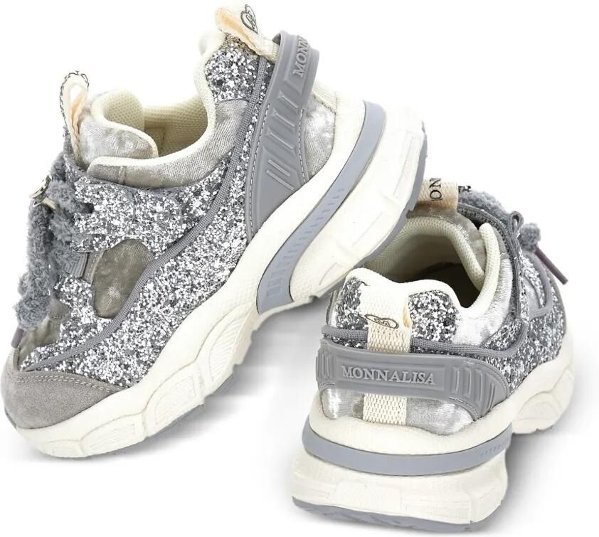 Monnalisa Sneakers verfraaid met glitters en hartdetail Zilver - Foto 3