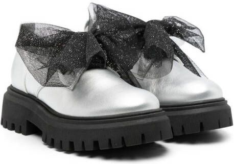 Monnalisa Loafers met oversized strik Zilver