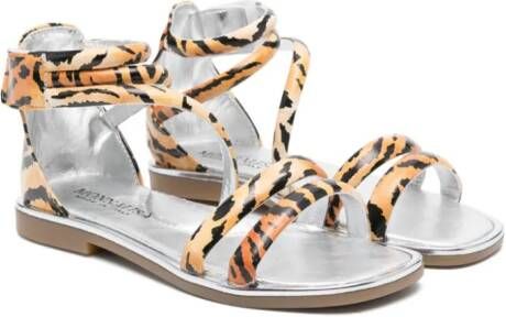 Monnalisa Sandalen met luipaardprint en klittenband Bruin