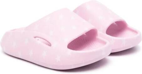 Monnalisa Slippers met logoprint en open neus Roze