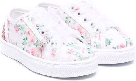 Monnalisa Sneakers met bloemenprint Wit