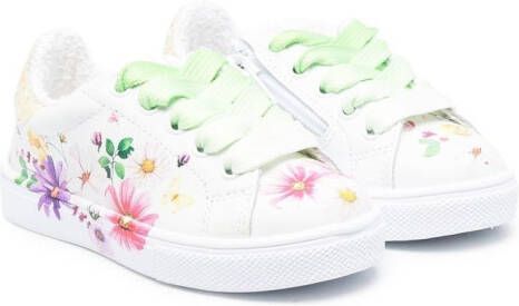 Monnalisa Sneakers met bloe print Wit