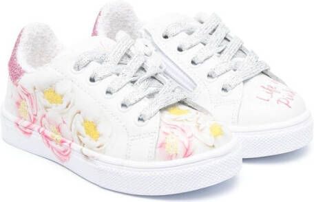 Monnalisa Sneakers met bloe print Wit