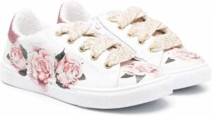 Monnalisa Sneakers met roosprint Wit