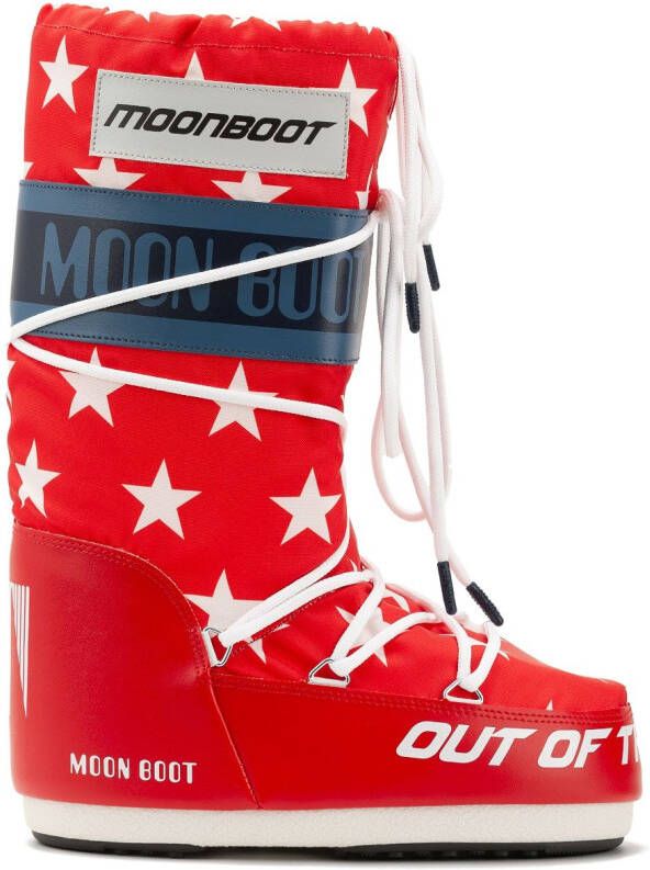 Moon Boot Icon Retrobiker laarzen met sterprint Rood