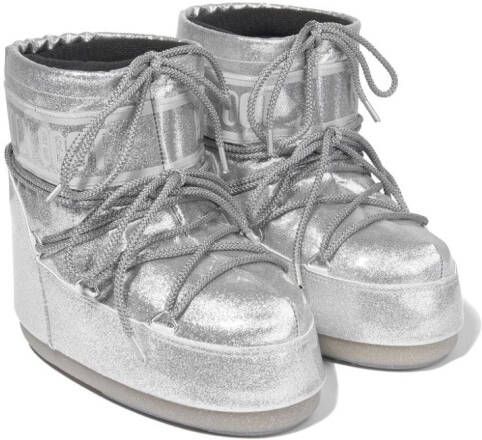 Moon Boot Kids Icon enkellaarzen met glitterdetail Zilver