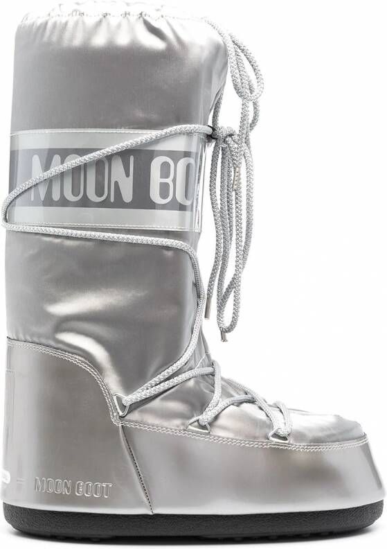 Moon Boot Kids Icon Junior snowboots met veters Zilver