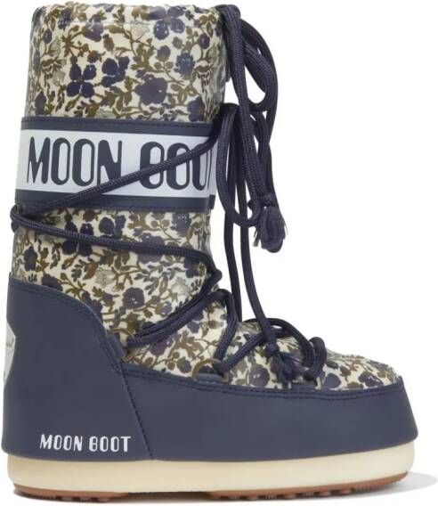 Moon Boot Kids Icon laarzen met bloemenprint Blauw
