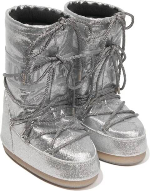 Moon Boot Kids Icon laarzen met glitters Zilver