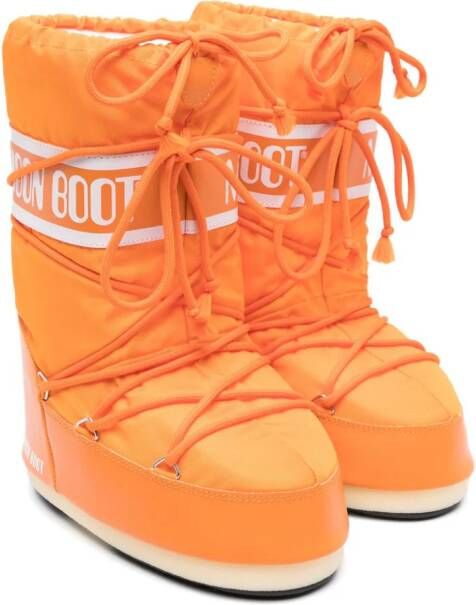 Moon Boot Kids Snowboots met logoband Oranje