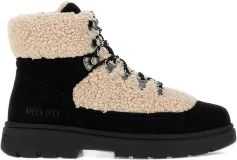 Moon Boot combat boot black fleece Zwart