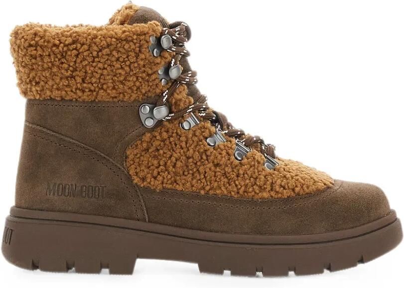Moon Boot Enkellaarzen met lammy-effect en veters Bruin