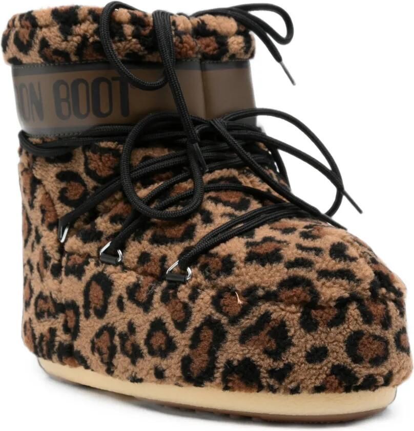 Moon Boot Icon fleece laarzen met luipaardprint Bruin - Foto 3