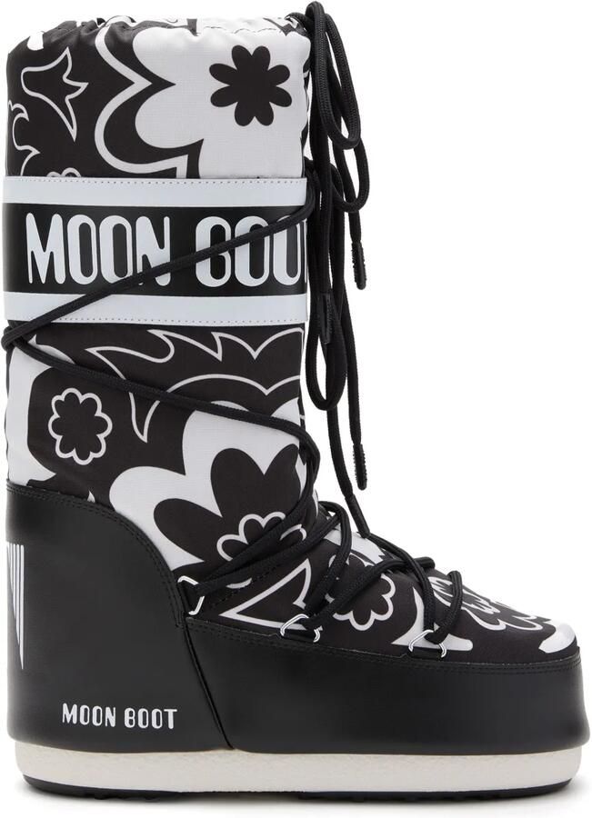 Moon Boot Icon laarzen met bloe print Zwart