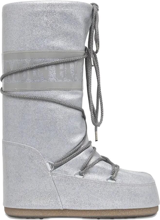 Moon Boot Icon laarzen met glitter Zilver