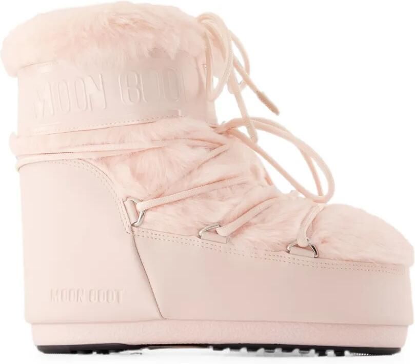 Moon Boot Icon Low enkellaarzen met imitatiebont Roze