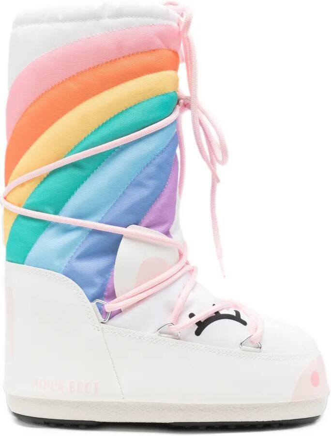 Moon Boot Icon Unicorn rainbow-print lace-up boots Wit
