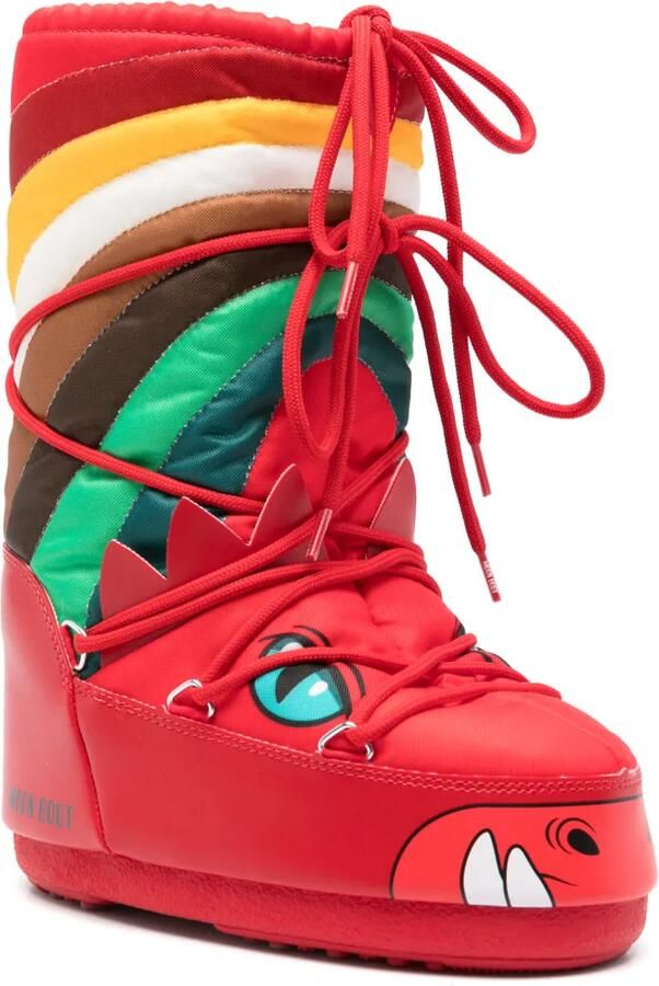 Moon Boot Kids Gewatteerde laarzen met monster-print Rood - Foto 2