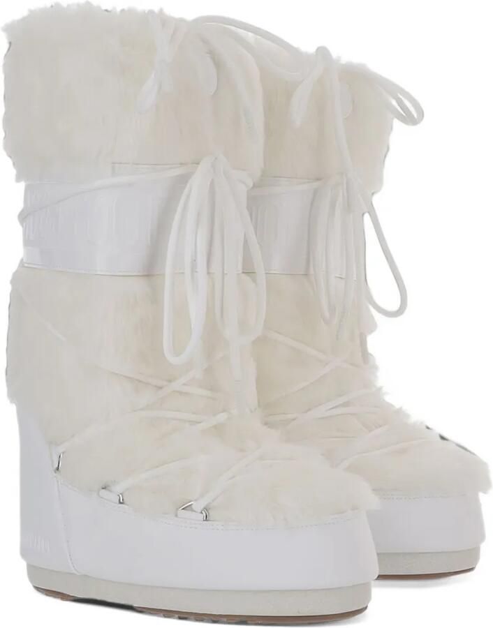 Moon Boot Kids Icon faux-fur lace-up boots Wit