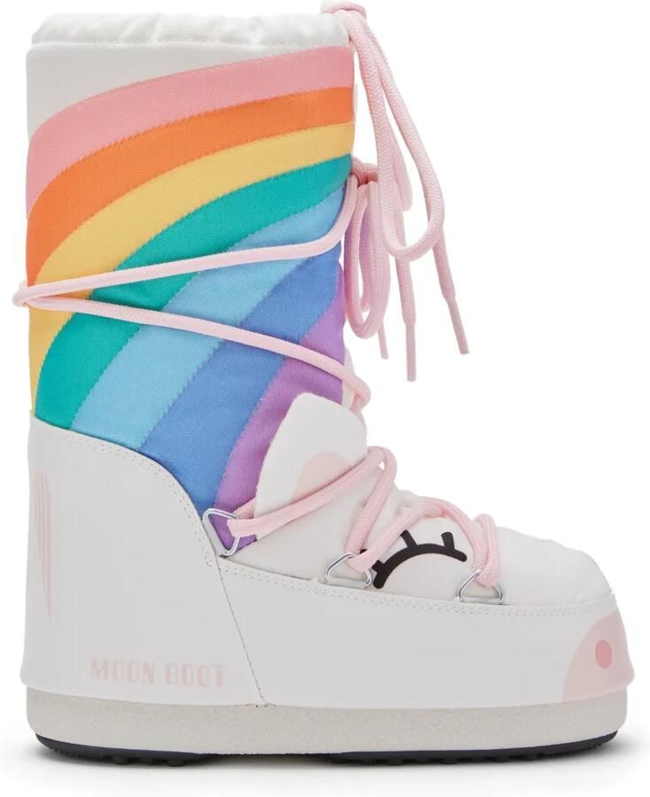 Moon Boot Kids Icon Junior Unicorn snowboots met regenboog-patroon Wit