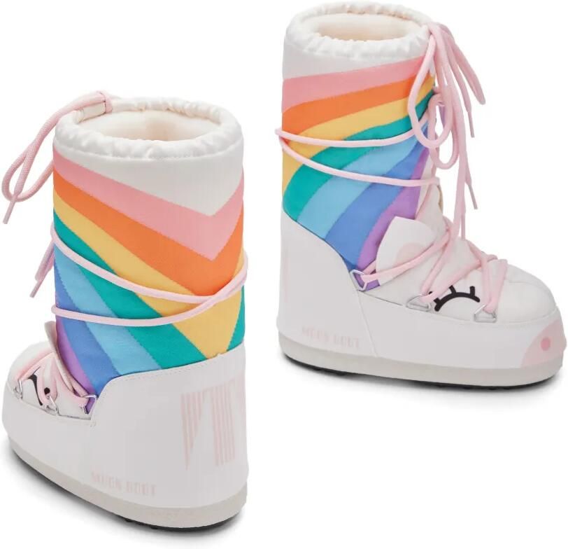 Moon Boot Kids Icon Junior Unicorn snowboots met regenboog-patroon Wit - Foto 3