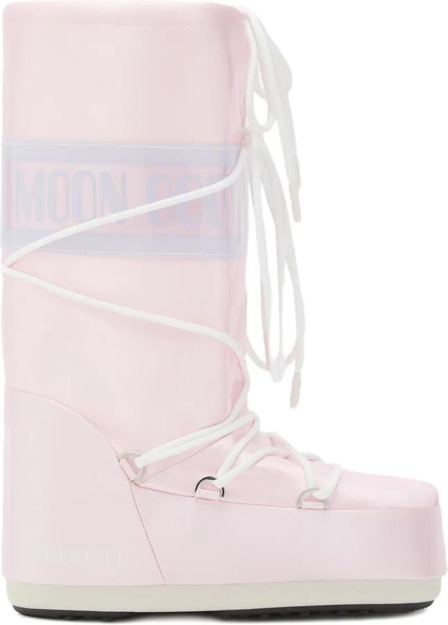 Moon Boot Kids Icon laarzen met veters en logo-print Roze
