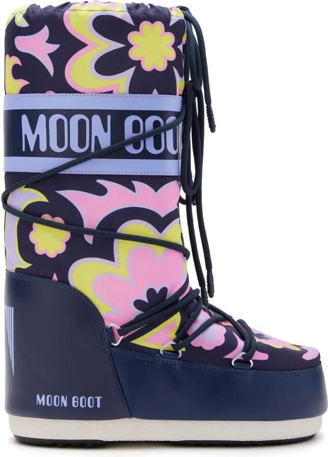 Moon Boot Kids Icon snowboots met bloe print Paars