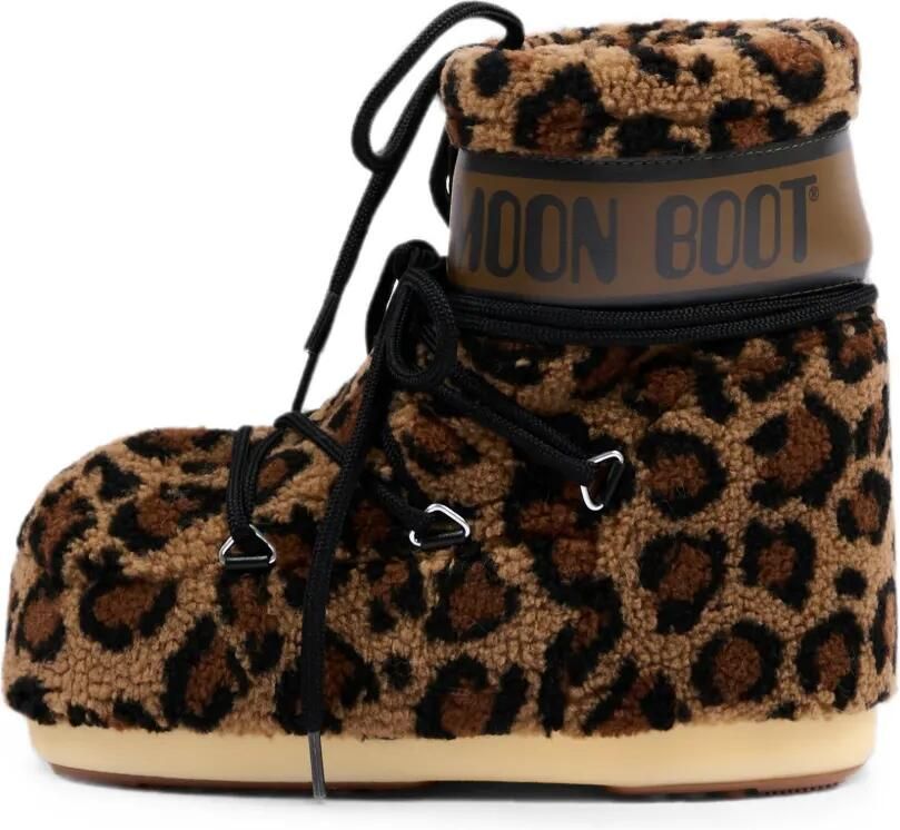 Moon Boot Kids Laarzen met luipaard-print en lammy-effect Bruin