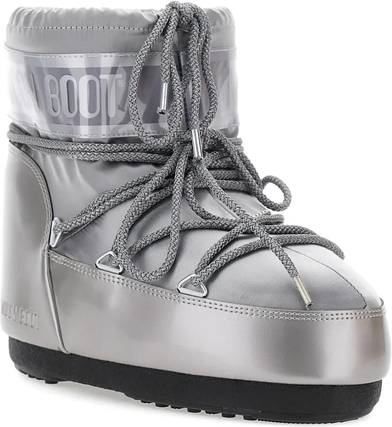 Moon Boot Kids Metallic enkellaarzen met logoprint Zilver