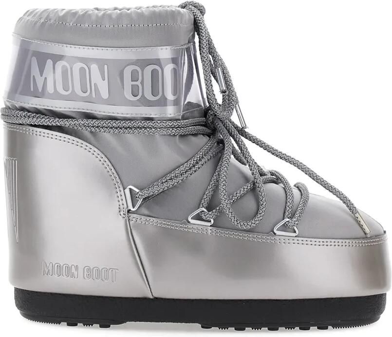Moon Boot Kids Metallic enkellaarzen met logoprint Zilver
