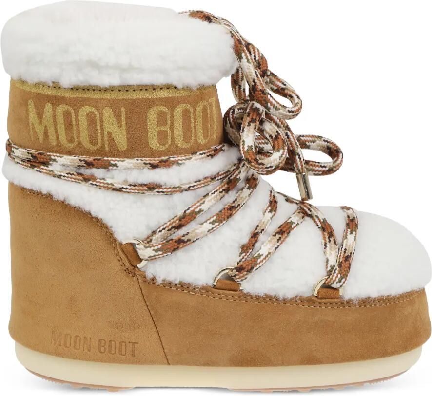 Moon Boot Kids shearling-trim logo-print boots Wit
