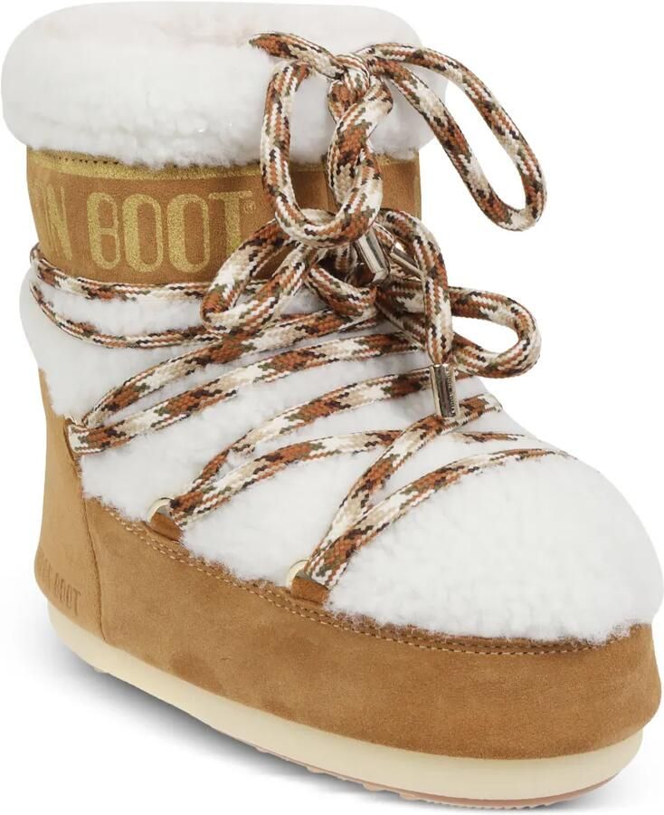Moon Boot Kids shearling-trim logo-print boots Wit - Foto 3