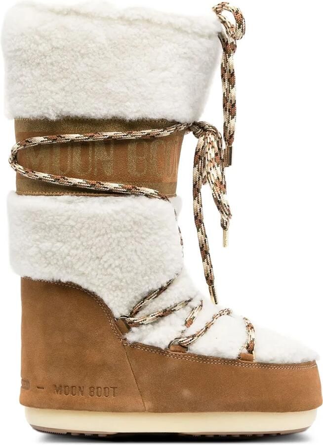 Moon Boot Lab69 Icon veterlaarzen met lammy vlakken Beige