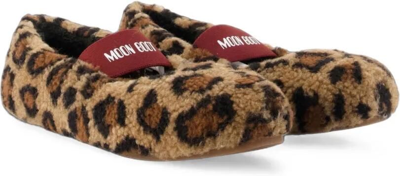 Moon Boot Lammy ballerina's met luipaard-print Bruin
