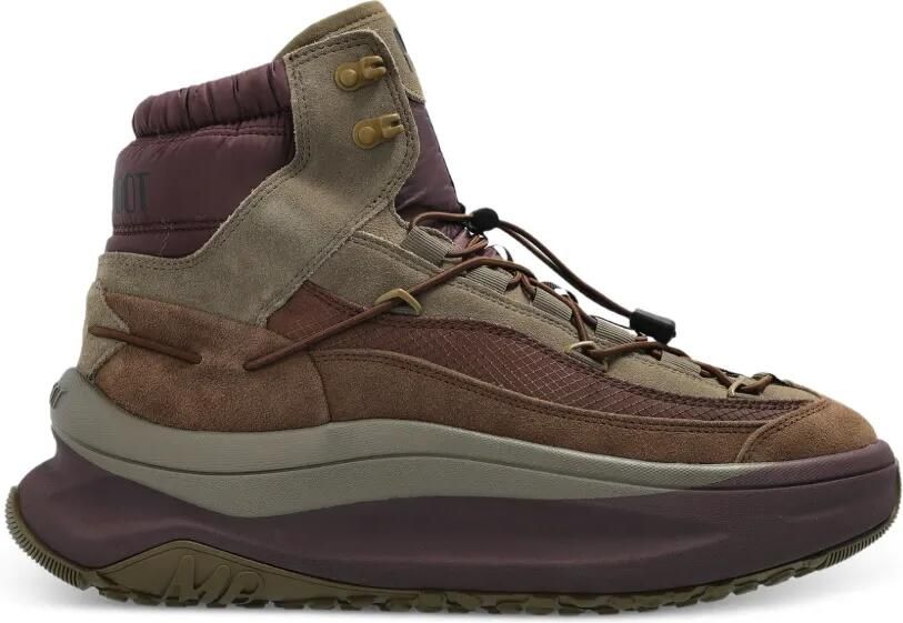 Moon Boot Moon247 XLace mid-top kaki en bruine sneakers