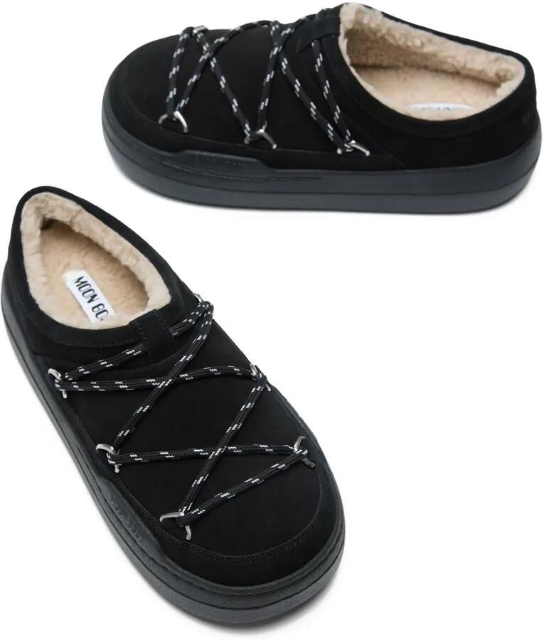Moon Boot Park lammy slippers met kanten detail Zwart - Foto 2