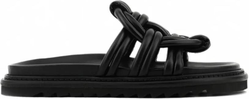 Morobé Aria leren sandalen met geknoopt detail Zwart