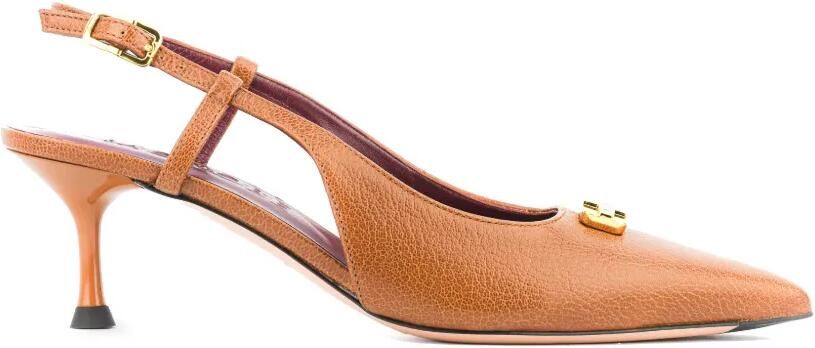 Morobé Daniela 19 slingback pumps met logoplakkaat Bruin