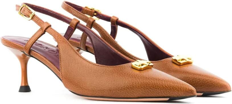 Morobé Daniela 19 slingback pumps met logoplakkaat Bruin - Foto 5