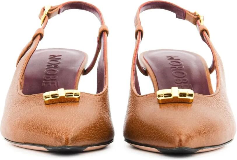 Morobé Daniela 19 slingback pumps met logoplakkaat Bruin - Foto 3