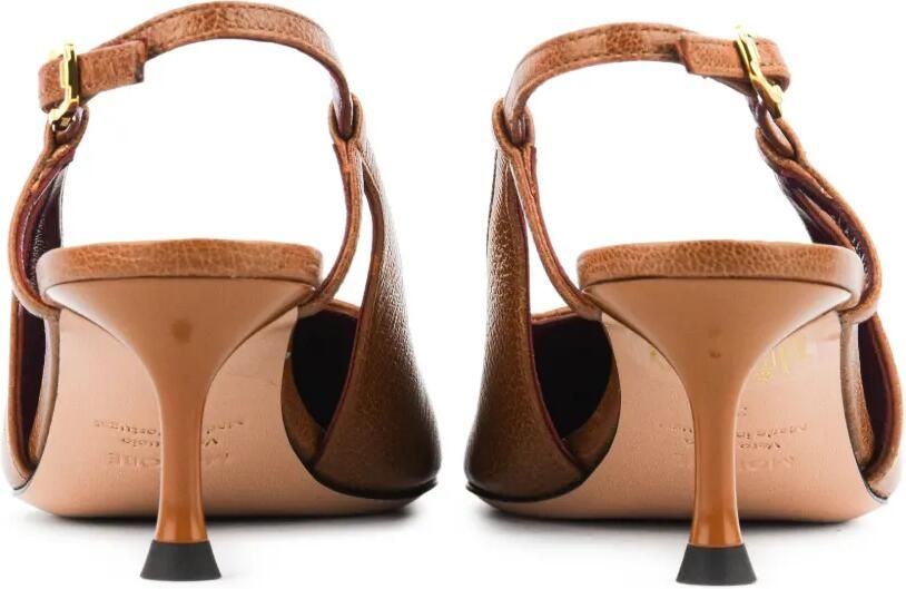 Morobé Daniela 19 slingback pumps met logoplakkaat Bruin - Foto 4