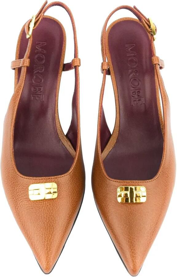 Morobé Daniela 19 slingback pumps met logoplakkaat Bruin - Foto 2